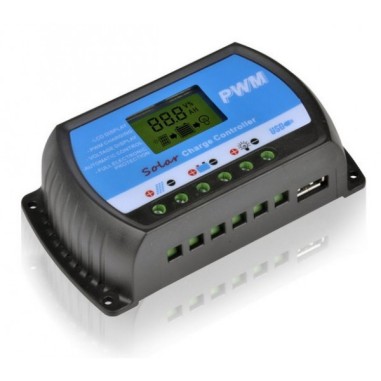 Regulador de carga PWM 20A/12-24 con display + USB
