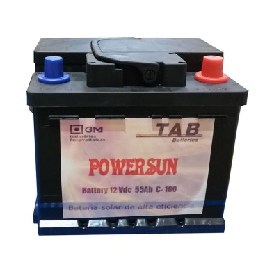 Batería POWER SUN marca TAB solar 12V/55Ah C100