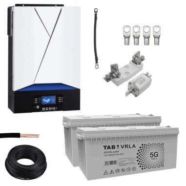 Pack Inversor Axpert VM3000 24V + 2 Baterías AGM 250Ah + Accesorios