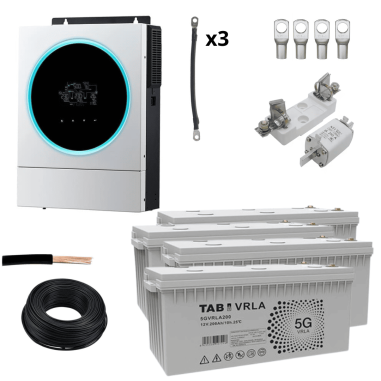 Pack Inversor Voltronic 5.6Kw + 4 Baterías AGM 250Ah + Accesorios