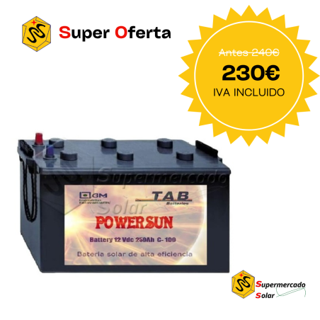 Batería POWER SUN marca TAB solar 12V/250Ah C100