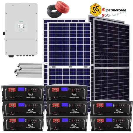 Kit solar Deye Trifásico 20kw con Baterías de Litio 40.96kW - GRANJA / INDUSTRIAL