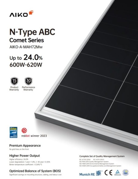 Panel Solar 605W Aiko N-Type TIER1