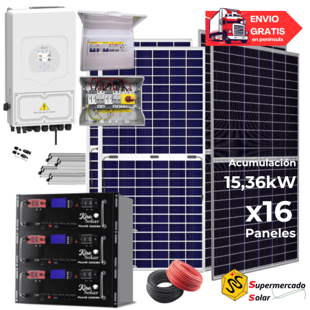 Kit solar Deye 8kW con baterías de Litio 34440W/54120W 48V
