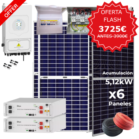 Kit solar Deye 6KW con baterías 15540W/24420W 48V