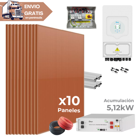 Kit Solar Deye 5kW con batería 14000W/22000W 48V (Terracotta)