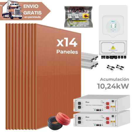Kit Solar Deye 6kW con baterías 19600W/30800W 48V (Terracotta)