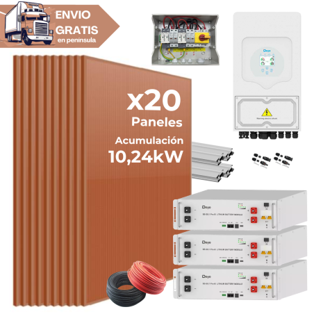 Kit Solar Deye 8kW con baterías 28000W/44000W 48V (Terracotta)