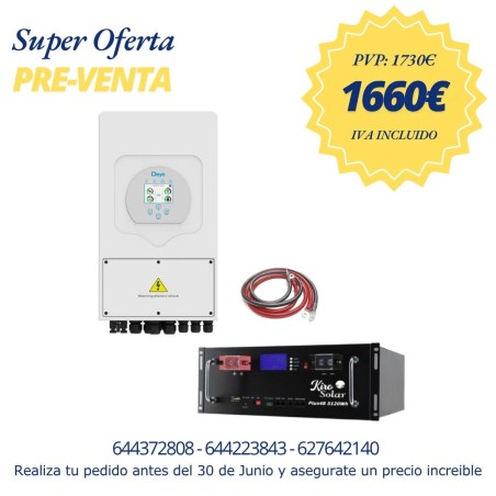 Pack Inversor Deye 5Kw + Batería de Litio Kirosolar Plus 48V 5.12kW