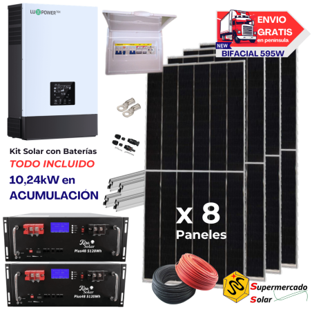 Kit solar 6kW con baterías de Litio 16660W/26180W 48V