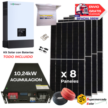 Kit solar 6kW con baterías de Litio...