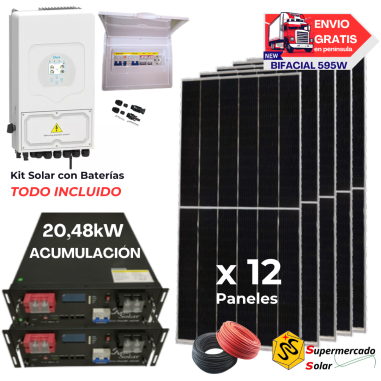 Kit solar Deye 8KW con baterías...