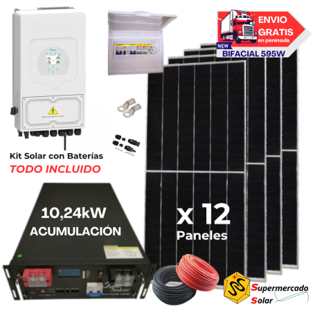Kit solar Deye 10KW con baterías 25830W/40590W 48V
