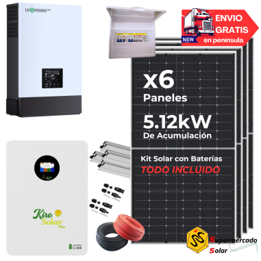 Kit solar 6kW con baterías de Litio...