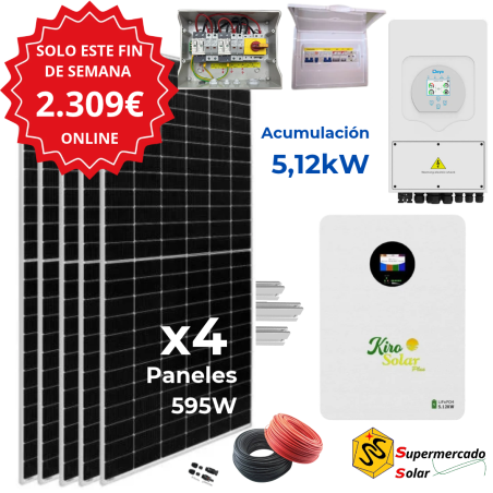 Kit solar Deye 5KW con baterías 8330W/13090W 48V