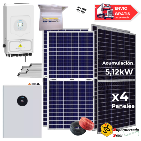 Kit solar Deye 5KW con baterías 8330W/13090W 48V